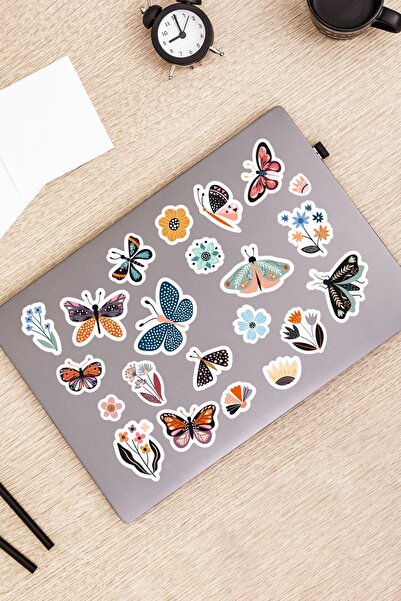 Hediyeni Al مجموعة ملصقات زهرة الفراشة الربيعية |   مفكرة لابتوب، دفتر ملاحظا...