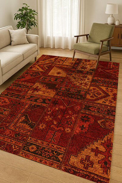 Harika bir ev HARİKABİREV|VİNTAGE ETNİK OTANTİK SALON MUTFAK HALISI BORDO ACI...