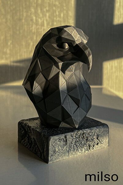 MİLSO Kartal Büstü Dekoratif Biblo – Low Poly Geometrik Tasarım - 14 cm