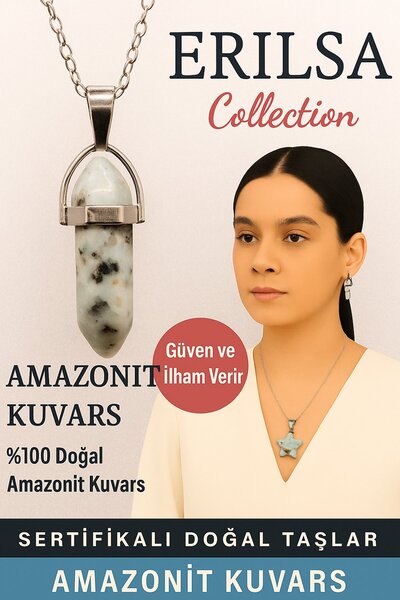 Erilsa قلادة من الحجر الطبيعي كوارتز الأمازونيت معتمدة - تمنح الثقة والإلهام