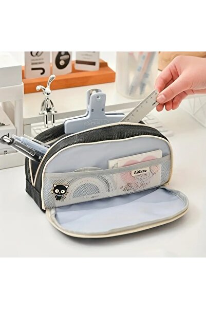 GlassySKY Sevimli Kedi Kot Makyaj Çantası Büyük Kapasite Kalem Kutu Kalemlik (Kalem Aksesuarlar Dahil Değil)