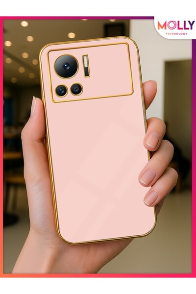 Molly İnfinix NOTE 12 Vip İçin Rose Kenarları Gold Detaylı Lüks Silikon Kılıf