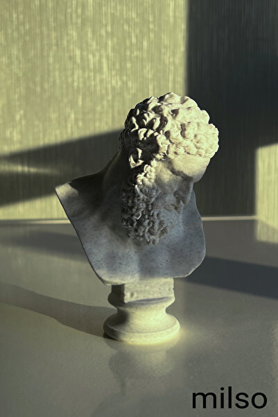 MİLSO Hercules Büst Heykeli – Mermer Desenli Dekoratif Biblo - 13 cm