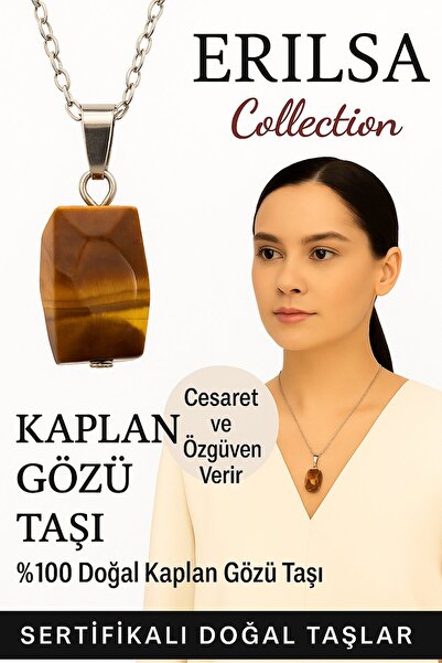 Erilsa قلادة من حجر عين النمر الطبيعي المعتمد - حجر الشجاعة والثقة والطاقة وا...