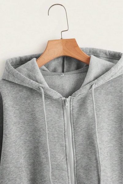 Trend Sizde Unisex Gray Zipper Hooded Sweatshirt