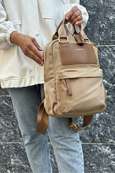 Just Polo Women's Adjustable Strap Imported Satin Fabric Luxury Backpack Shopper