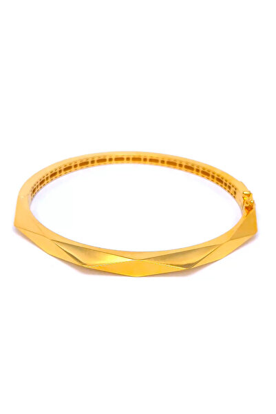 MSD KUYUMCULUK K147 Prizmalı Fasetli Bilezik Kelepçe 14.78 Gram 22 Ayar Yatırımlık Hediyelik Günlük Şık Ve Zarif