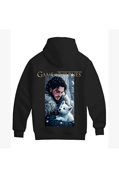 SVART WEAR GAME OF THRONES-JON SNOW TASARIMLI UNISEX YÜKSEK KALİTELİ KAPÜŞONLU PAMUKLU SWEATSHIRT (HOODIE)