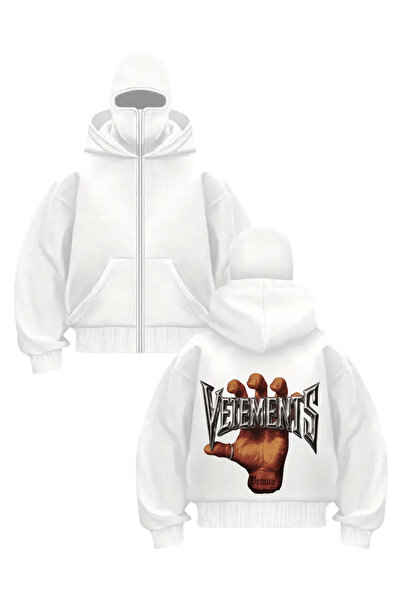 1blood Ζακέτα Unisex με στάμπα White Vetements και μάσκα χιονιού
