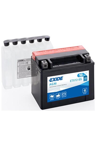 EXIDE Maintenance-free AGM motorcycle battery EBYTX12-BS, 12V, 10Ah, 150A sta...