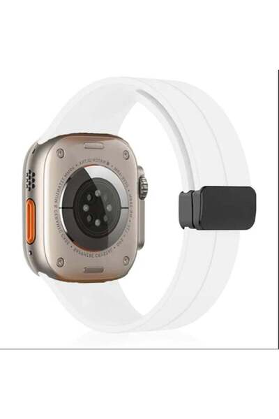 Generic Apple Watch bracelet with magnetic closure modern shape size 49 white color