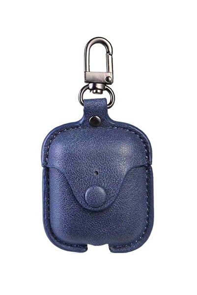 Generic غطاء جلدي لسماعات ابل ايربودز 1/2 ازرق