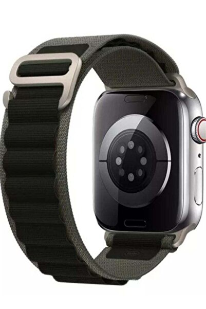 Generic سوار ساعة ابل لون زيتوني اخضر اسود مقاس 42