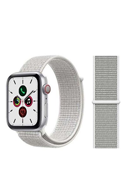 Perfii سوار بديل من النايلون لساعة Apple iWatch Series 5/4/3/2/1، لون أبيض