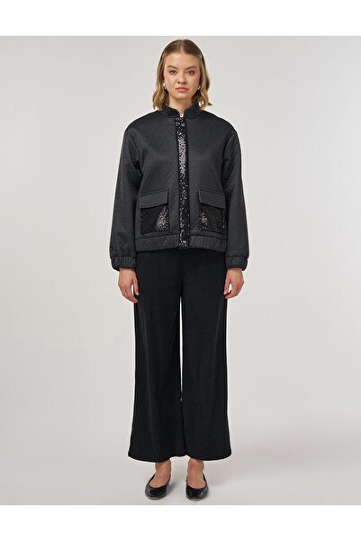 Kayra Μπουφάν Bomber με λεπτομέρειες από παγιέτες μαύρο