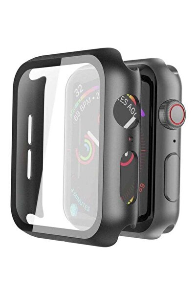 Generic Protective Case With Tempered Glass Screen Protector For Apple Watch 44 mm Black/Clear