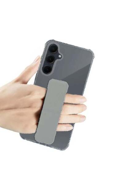 Generic Protective cover with finger grip stand for Samsung S23 FE 5G Transparent with light gray stand