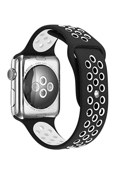 RcLigent سوار بديل لساعة Apple Watch Series 3/2/1 مقاس 38 مم أسود/أبيض