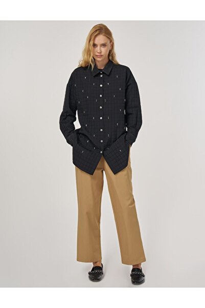 KYR Denim Collar Quilted Tunic Black