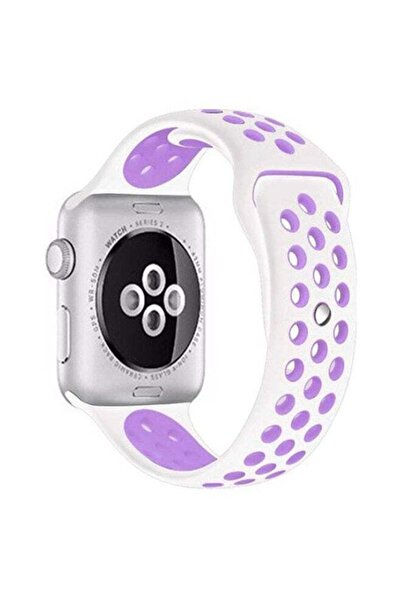 Generic سوار بديل لساعة Apple Watch مقاس 44/42 مم أبيض/أرجواني