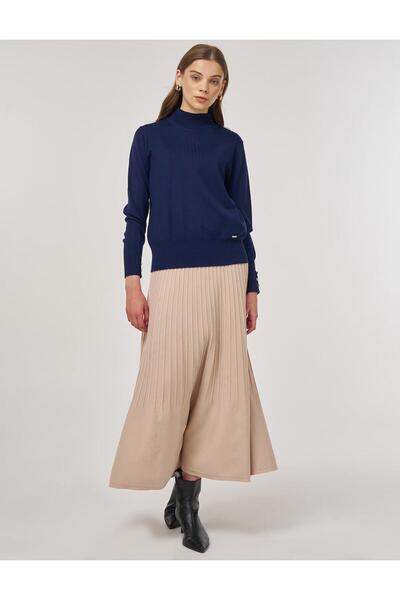 Kayra Turtleneck Basic Knitwear Sweater Navy Blue