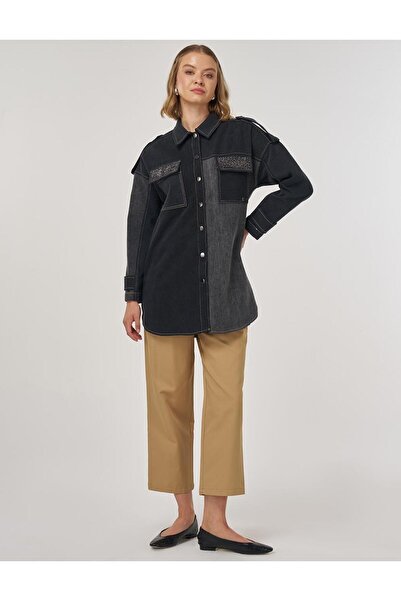 KYR Epaulette Detailed Denim Jacket Black