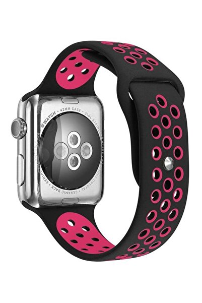 TraMx سوار بديل لساعة Apple Watch Series 1/2/3 مقاس 38 مم، أسود/وردي