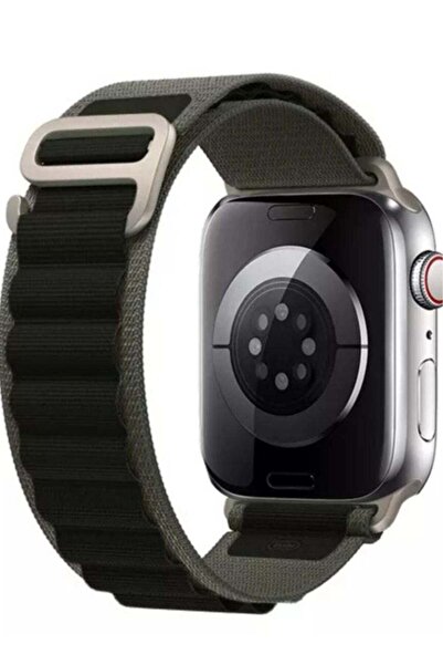 Generic سوار ساعة ابل لون زيتوني اخضر اسود مقاس 44