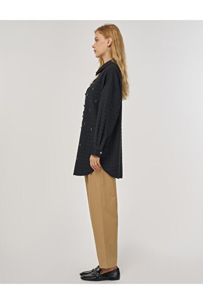 KYR Denim Collar Quilted Tunic Black