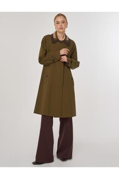 Kayra Epaulet Detailed Trench Coat Khaki