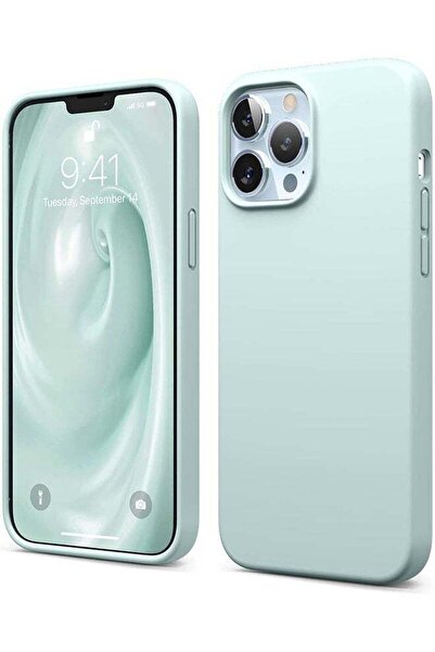 ROCK POW غطاء سيليكون سائل لجهاز Apple iPhone 13 Pro Max باللون النعناعي