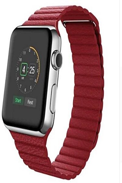 Generic Magnetic Closure Bracelet Watchband for Apple Watch Leather Loop Band Strap 42mm Wristband Red