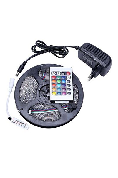 Generic شريط إضاءة LED مع جهاز تحكم عن بعد بالأشعة تحت الحمراء أسود/أبيض 5 أمتار