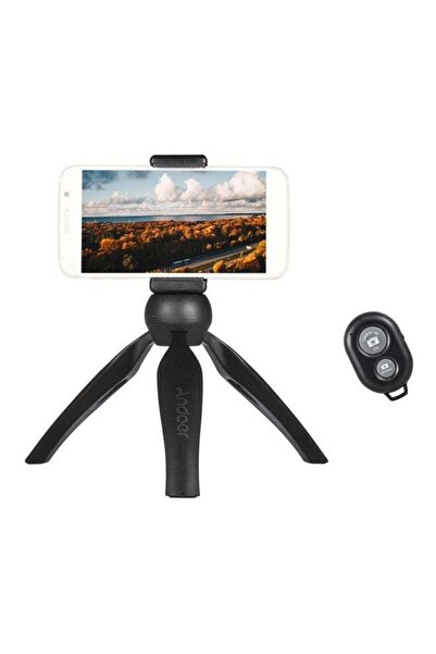Andoer Mini Tabletop Tripod Phone Holder Black