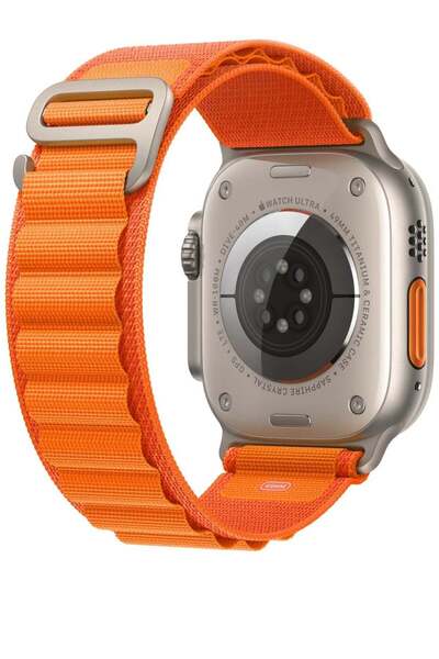 Generic Apple Watch Band Strong Nylon Supports Sizes 45 Orange Color