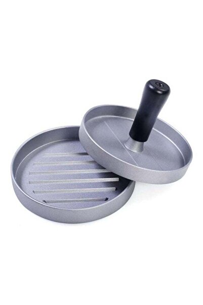 Generic مكبس لحم هامبورجر دائري فضي/أسود