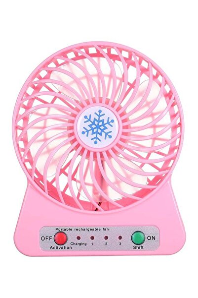 Generic مروحة يدوية صغيرة محمولة مع ضوء فلاش FS053 وردي