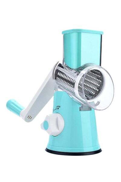 Cyber Multifunctional Tabletop Drum Grater With 3 Interchangeable Blades Blue/White