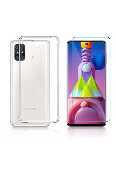 Wtech واقي شاشة من الزجاج المقوى مع غطاء حماية ناعم لهاتف سامسونج جالاكسي M51...