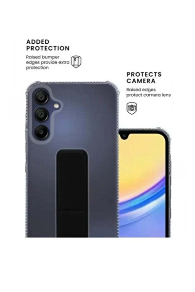 Generic Transparent Back Cover with Finger Holder in Black Compatible with Galaxy A36 5G