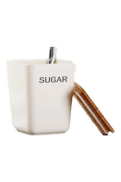 Home Centre Peony Sugar Canister With Lid White/Brown 11x11x14.5centimeter