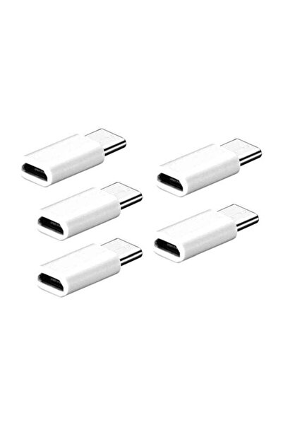 Voberry 5-Piece Female Micro USB To Male Type C Adapter White/Silver