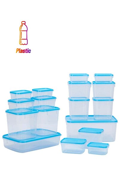 Home Box 17-Piece Feasy Food Container Set Blue/Clear Standard