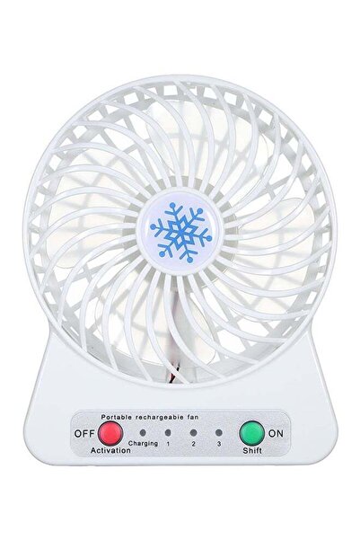 Generic مروحة يدوية صغيرة محمولة مع ضوء فلاش FS051 أبيض