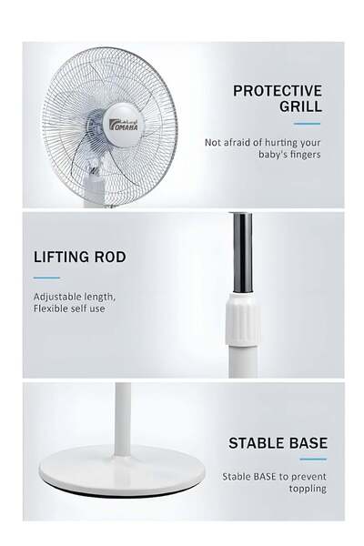 HAMER 45W Stand Fan - High Performance & Stylish Design for Home & Commercial Use
