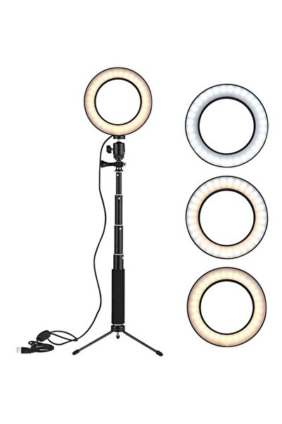 Generic مصباح حلقة فيديو LED صغير لسطح المكتب مقاس 8 بوصات متعدد الألوان