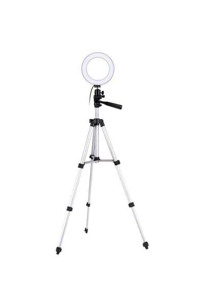 Generic حلقة إضاءة LED مع حامل ثلاثي القوائم شفاف/فضي/أسود