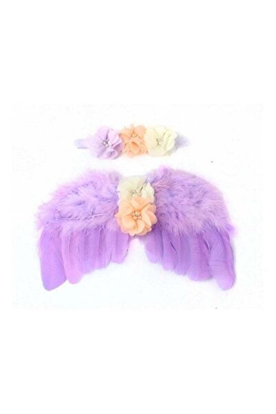 fun zone طقم عصابة رأس مرصعة بالأحجار مكون من قطعتين مع أجنحة، أرجواني/برتقال...