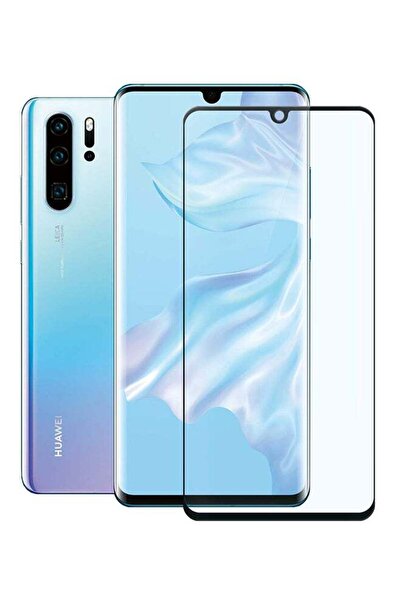 Generic واقي شاشة زجاجي مقوى ثلاثي الأبعاد لهاتف هواوي P30 Pro شفاف/أسود
