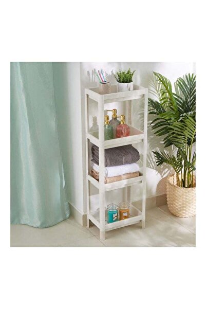 Home Box حامل حمام ألور أبيض بأربع طبقات، 22.5×140 سم